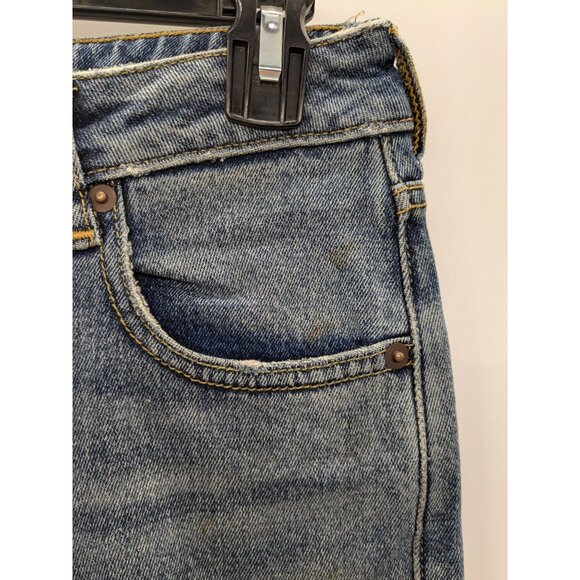 Distressed Denim Jeans Women Size 25.5 Straight Leg Y2K Streetwear Patchwork 90s - Picture 4 of 12